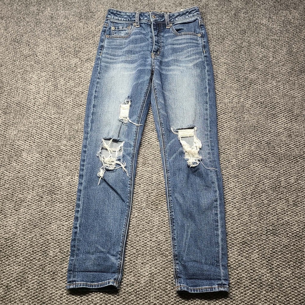 American Eagle Womens Vintage Hi-Rise Jeans Size 2 Blue Distressed Stone Wash